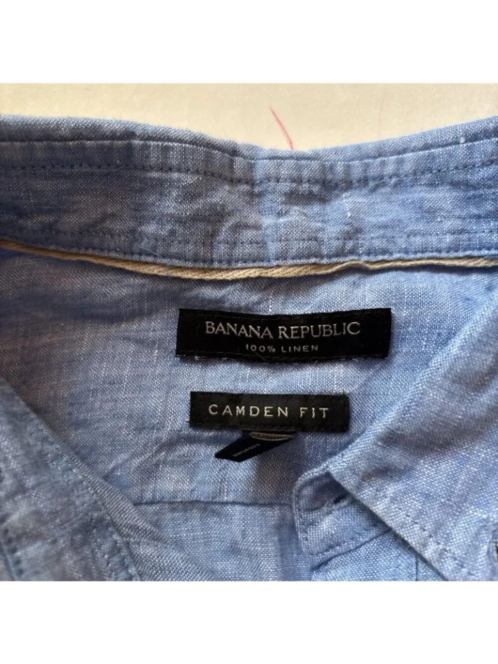 banana republic Blue 100% Linen Button Down Short Camden Fit